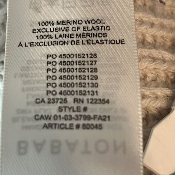 Aritzia Babaton Cream Cable Knit Oversized 100% Merino Wool Roger Sweater Size M - Picture 12 of 12